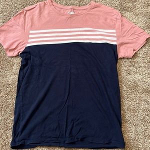 Striped pink & navy blue shirt (S)